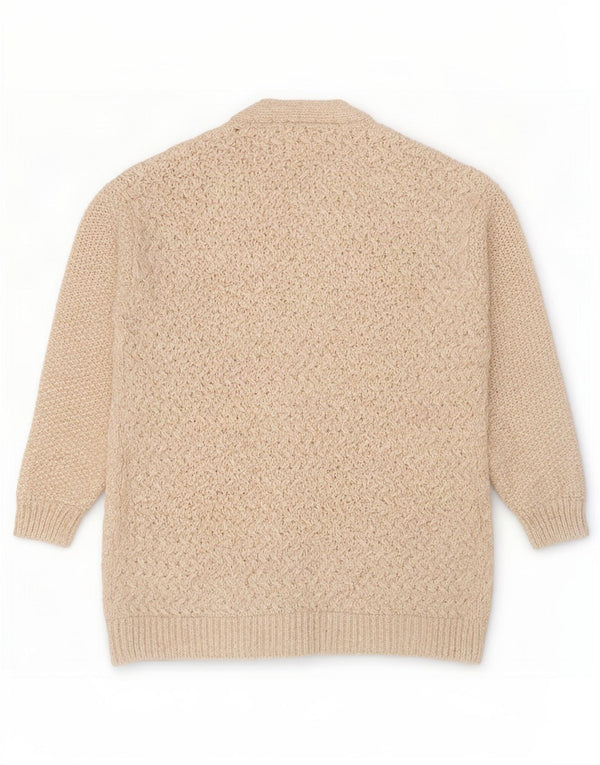 Sweter damski Fat Face Longline z otwartym kardiganem UK 14, duży, beżowy, akrylowy