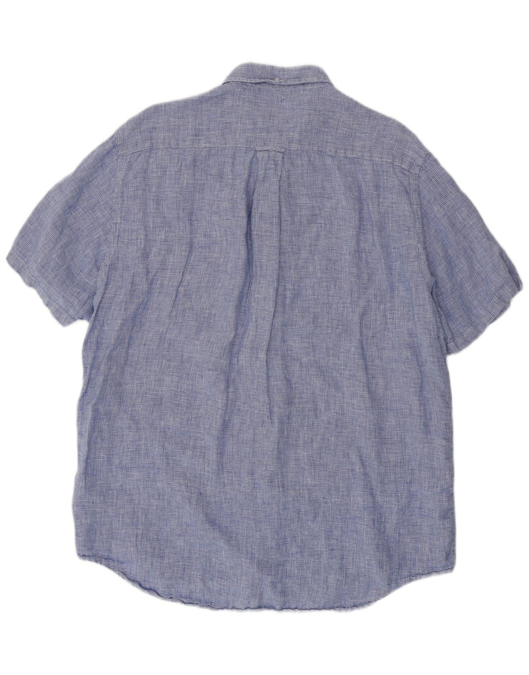 Koszula męska z krótkim rękawem GANT, rozmiar 45/46, 2XL, niebieska lniana pepitka