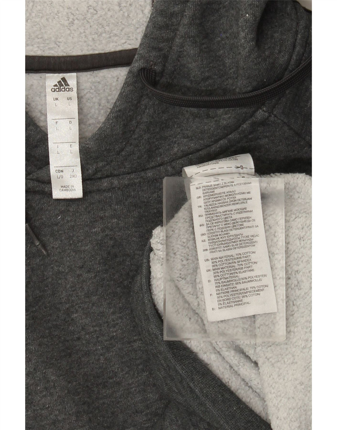 Adidas Męski sweter z kapturem, duży, szary, bawełniany