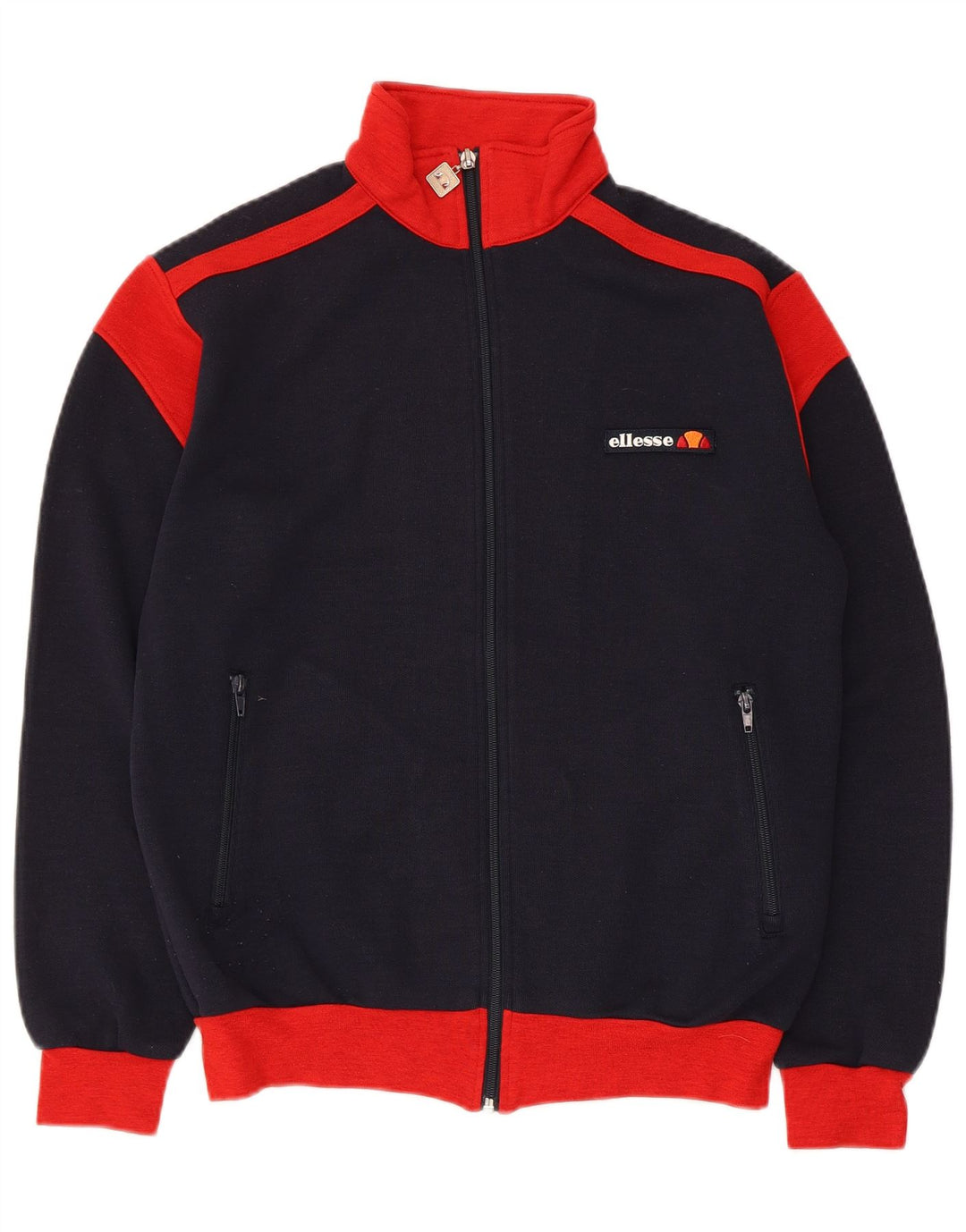 Męska kurtka dresowa Ellesse UK 34/36, mała, granatowa, z blokami kolorów