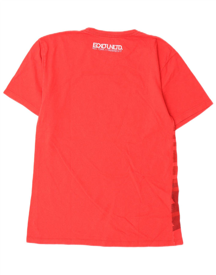 Męski T-shirt z grafiką Ecko Unltd, mały, czerwony, geometryczny, bawełniany