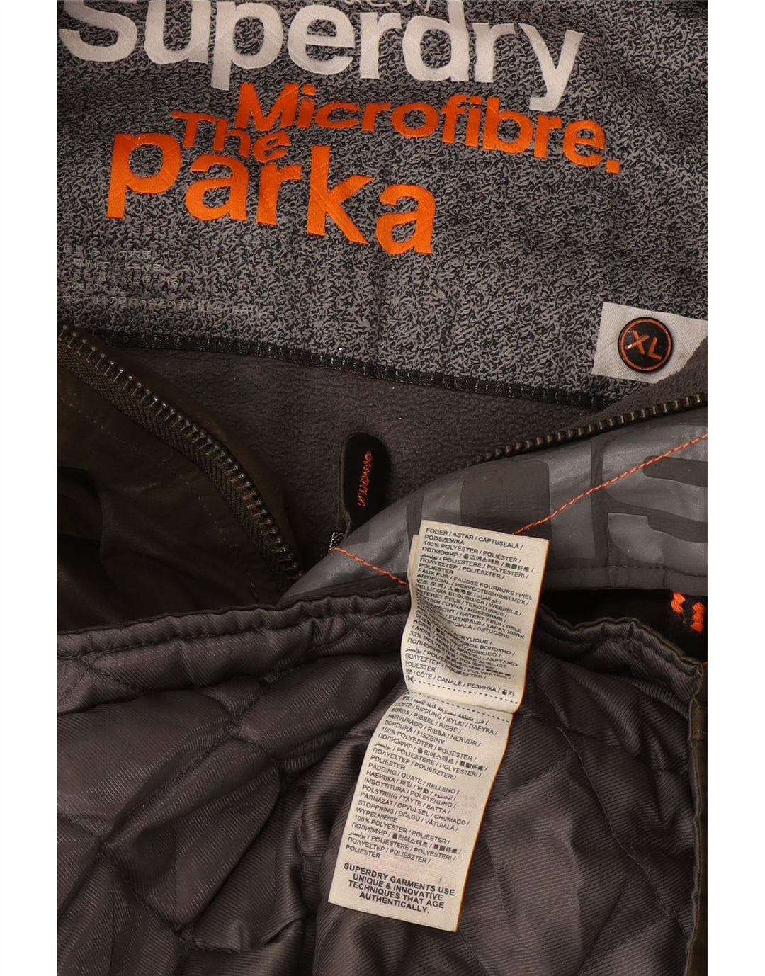 Męska kurtka parka z kapturem Superdry, UK 42 XL, poliester khaki