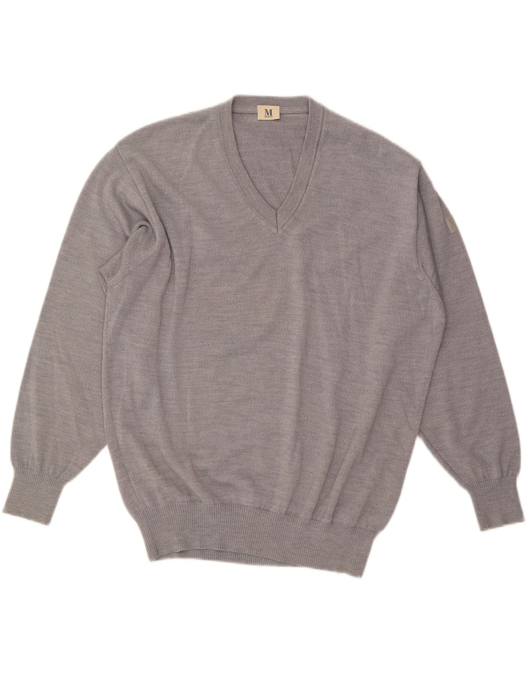 MARZ Mens V-Neck Jumper Sweater IT 52 Large Grey Wool Vintage Marz and Second-Hand Marz from Messina Hembry 