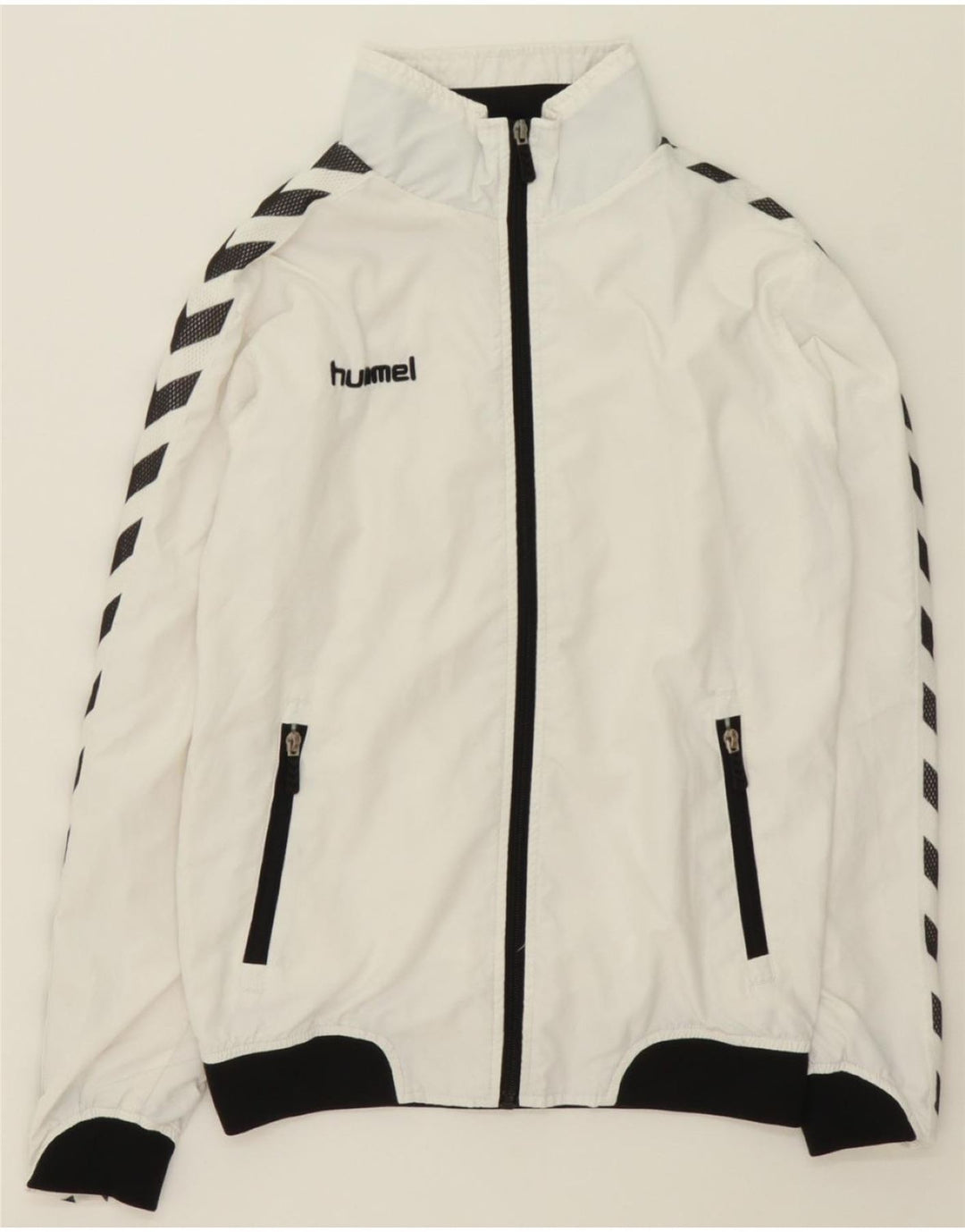 HUMMEL Boys Graphic Tracksuit Top Jacket 13-14 Years White Polyester Vintage Hummel and Second-Hand Hummel from Messina Hembry 