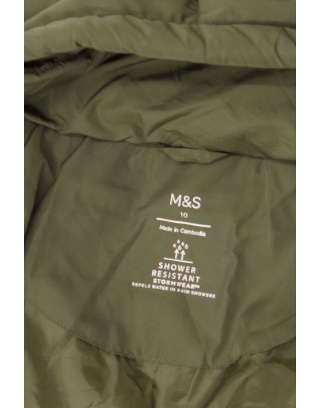 Marks & Spencer Damska kurtka z kapturem, oversize, wyściełana UK 10, mała, zielona
