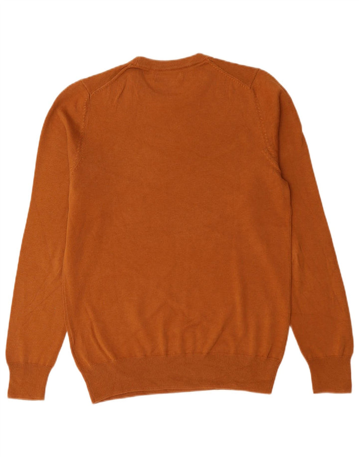 Marks & Spencer Męski sweter z okrągłym dekoltem, mały, brązowy, bawełniany