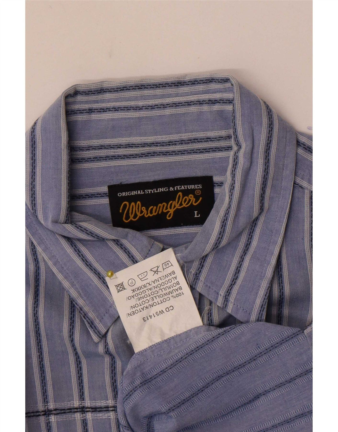 Męska koszula z krótkim rękawem Wrangler, duża, bawełniana w niebieskie paski
