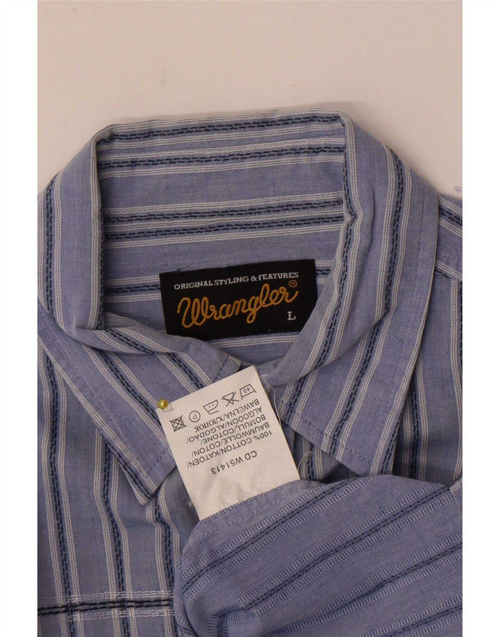 Męska koszula z krótkim rękawem Wrangler, duża, bawełniana w niebieskie paski