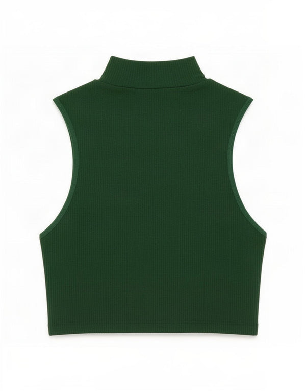 Zara Womens Crop Vest Top UK 4 XS Green Nylon