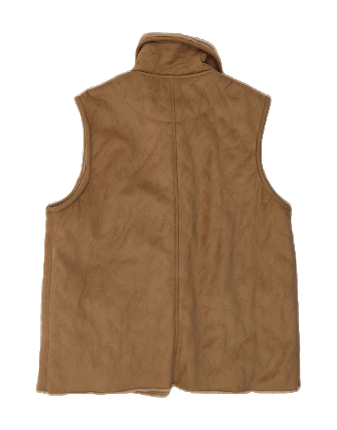 VINTAGE Womens Quilted Gilet UK 14 Large Beige Polyester Vintage Vintage and Second-Hand Vintage from Messina Hembry 