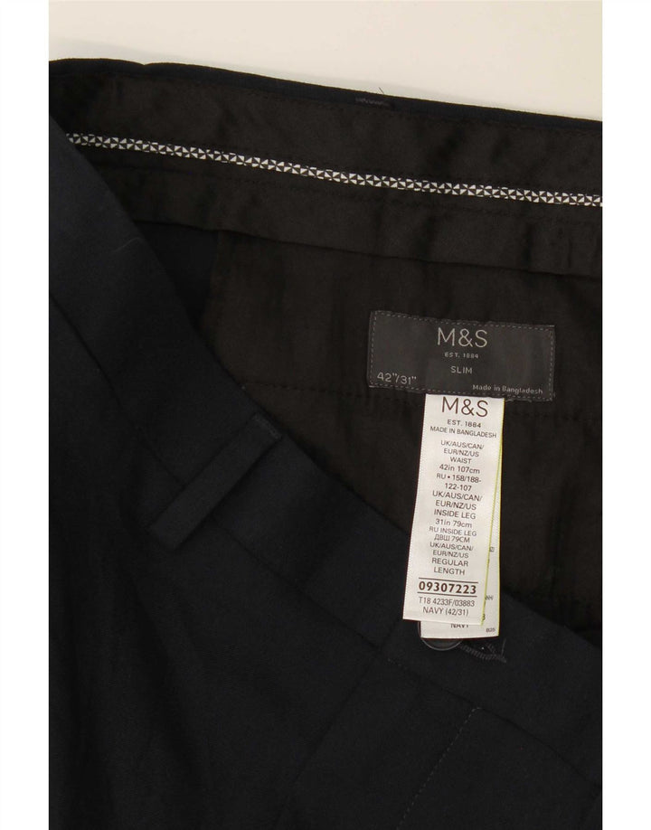 Męskie spodnie Chino Marks & Spencer W42 L31 Granatowy poliester