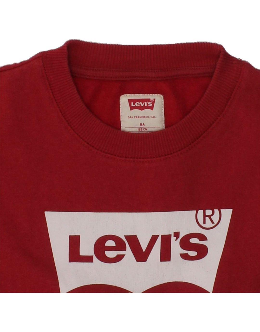 LEVI'S Girls Graphic Sweatshirt Jumper 7-8 Years Red Cotton | Vintage Levi's | Thrift | Second-Hand Levi's | Used Clothing | Messina Hembry 