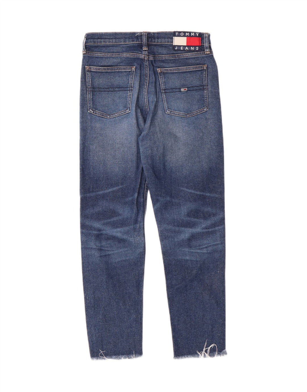 Damskie jeansy Tommy Hilfiger z wysokim stanem, przycięte W25 L30, niebieska bawełniana klasyka