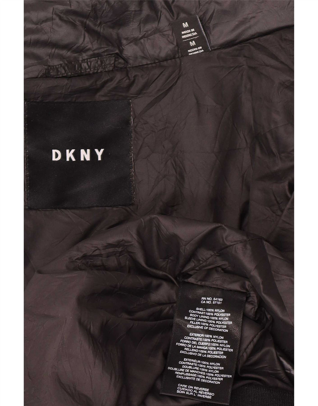 Męska wyściełana kurtka Dkny Graphic UK 38 Średni czarny nylon w blokach kolorystycznych