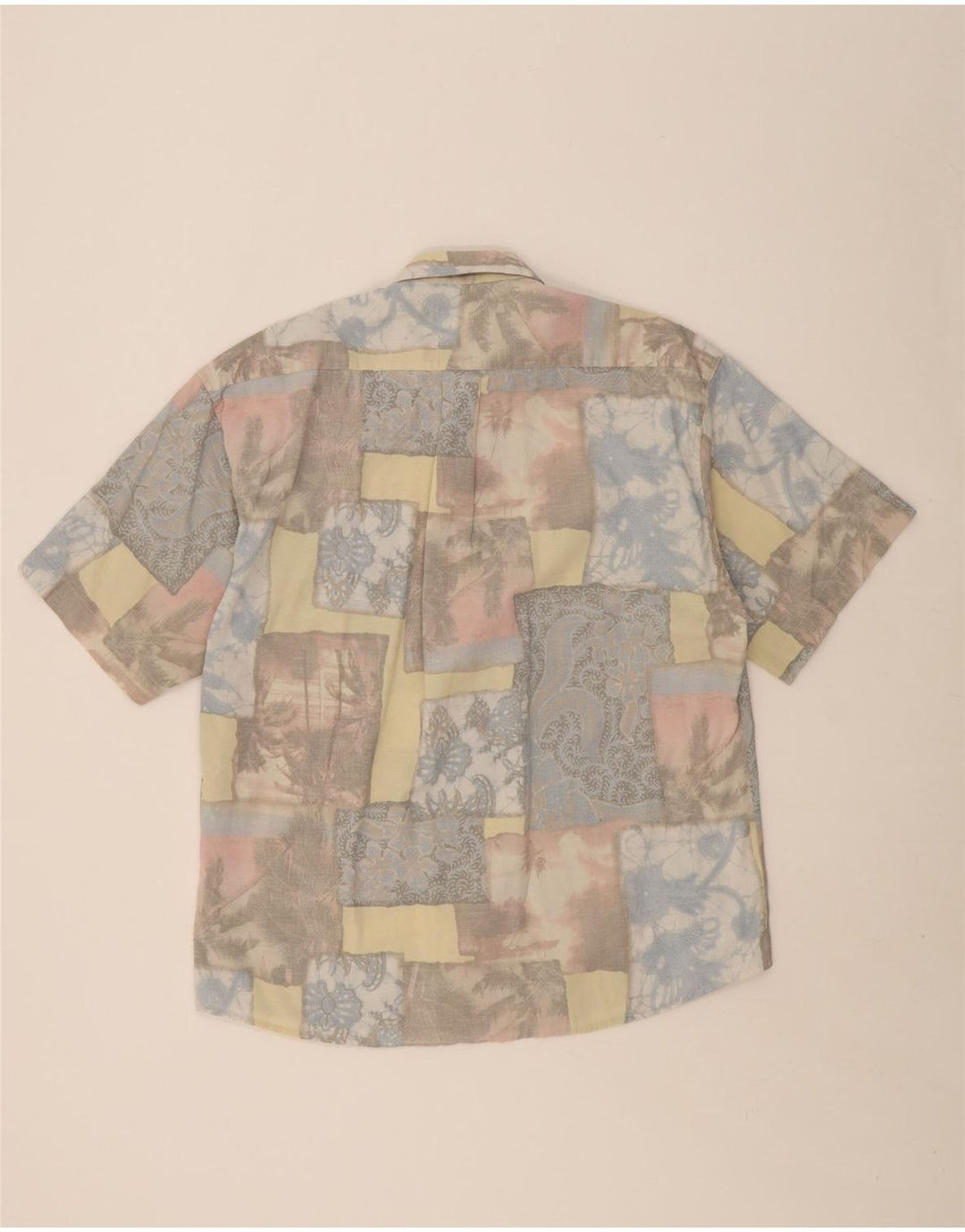 TIPO' S Mens Short Sleeve Shirt Medium Multicoloured Patchwork Hawaiian