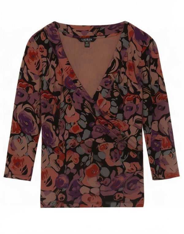 Damski top Ralph Lauren z rękawem 3/4, UK 10, mały, wielobarwny kwiatowy wiskoza