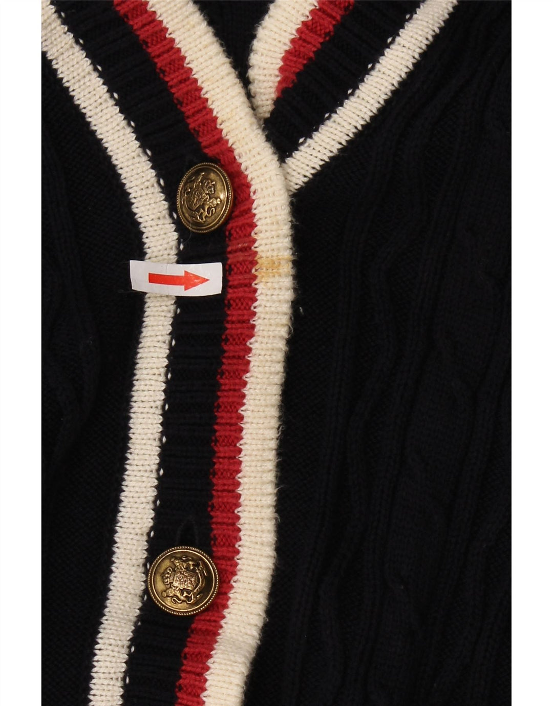 Damski sweter oversize JAEGER UK 10, mały, granatowy, z blokami kolorów