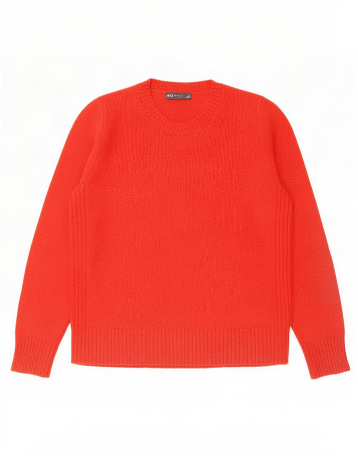 Marks & Spencer Damski sweter z okrągłym dekoltem, UK 14, duża, czerwona wełna