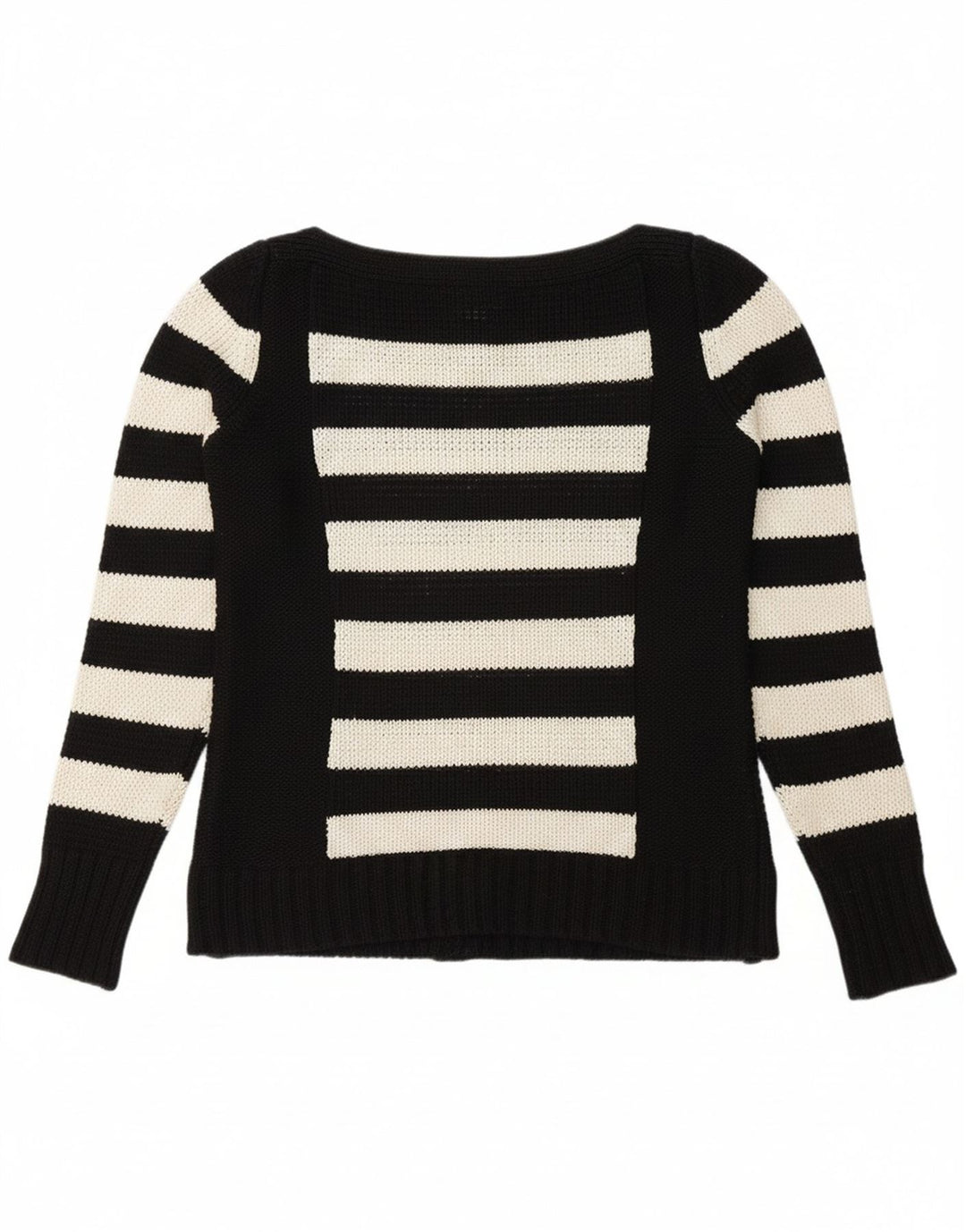 CALVIN KLEIN Womens Boat Neck Jumper Sweater UK 10 Small Black Striped