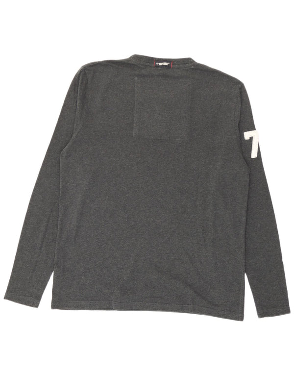 Męski top graficzny Superdry z długim rękawem 2XL, szary, bawełniany