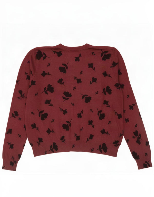 Marks & Spencer Damski sweter kardigan UK 18 XL Burgundowa, kwiatowa wiskoza