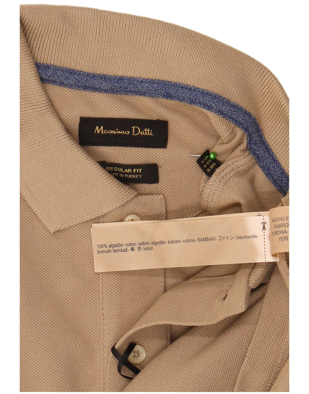 Męska koszulka polo Massimo Dutti o regularnym kroju, średnio beżowa, bawełniana