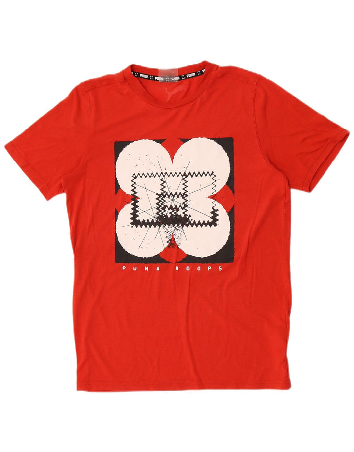 Męski T-shirt z grafiką Puma, mały, czerwony poliester