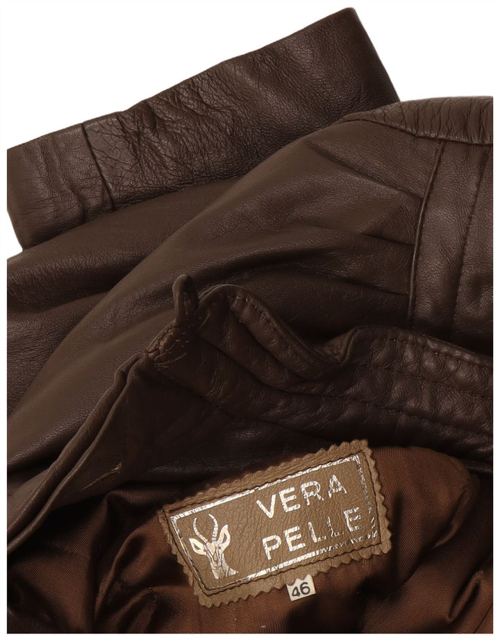 Vintage damska kurtka skórzana IT 46 duża brązowa skóra