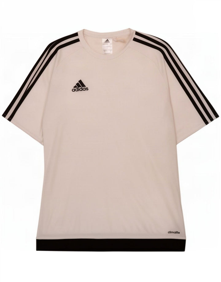 Męska koszulka Adidas Climalite Top, mała, biała, z blokami kolorów, poliestrowa