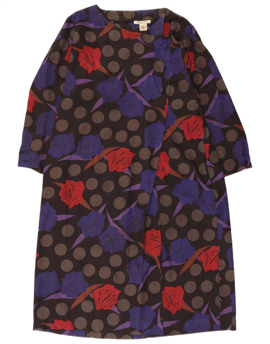 Damska sukienka namiotowa z długim rękawem w stylu vintage IT 44 Średnio wielobarwna w kwiaty