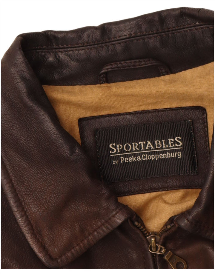 Peek & Cleppenburg Męska kurtka skórzana UK 40, duża brązowa skóra