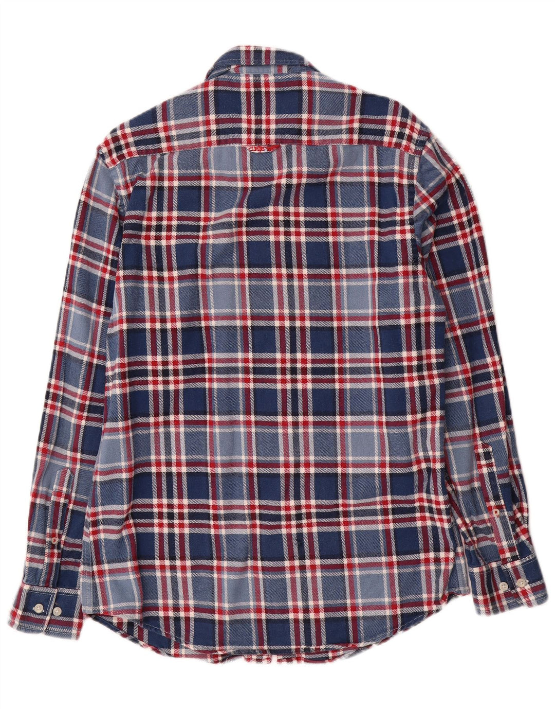 Crew Clothing Męska koszula flanelowa o dopasowanym kroju, bawełniana w średnią niebieską kratkę