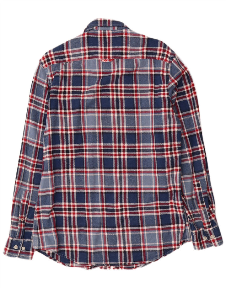 Crew Clothing Męska koszula flanelowa o dopasowanym kroju, bawełniana w średnią niebieską kratkę