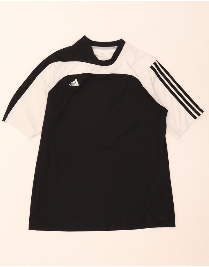 Adidas Męski T-shirt Top Duży Czarny Poliester z blokami kolorów
