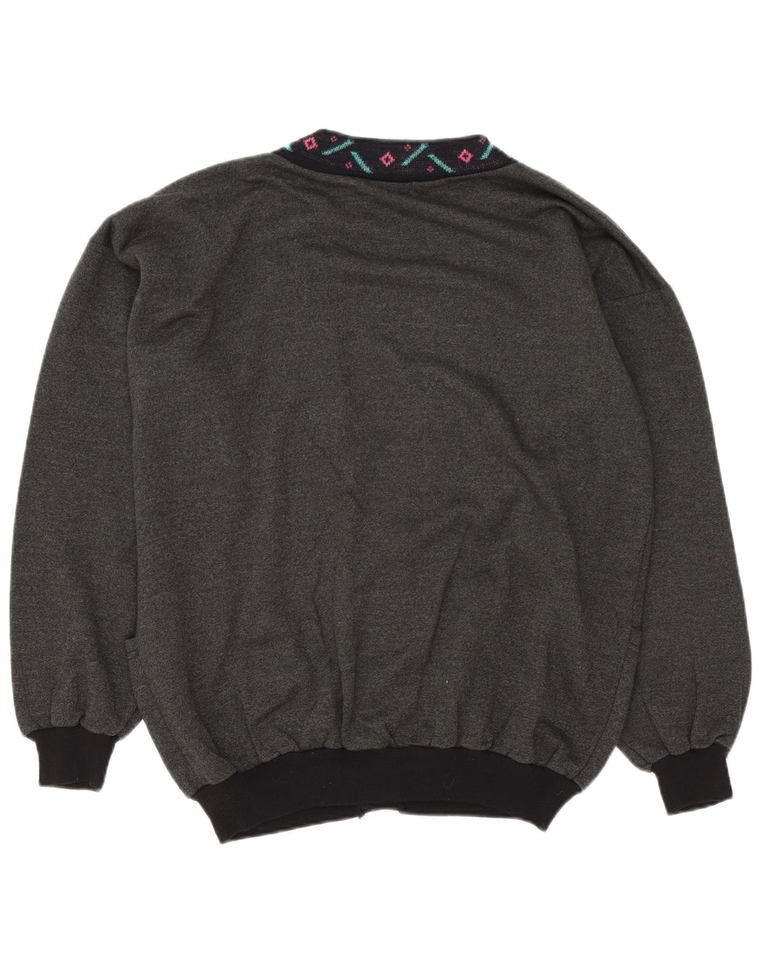 Vintage męski sweter rozpinany XL szary geometryczny