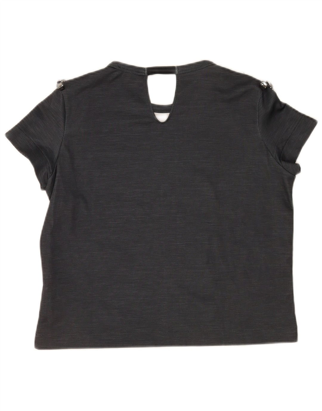 Damski krótki t-shirt Zara UK 14, średni szary poliester