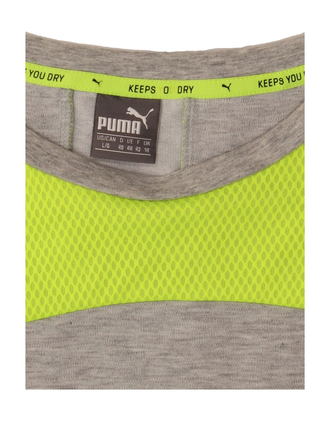 PUMA Womens Sweatshirt Jumper UK 14 Large  Grey Colourblock Cotton Vintage Puma and Second-Hand Puma from Messina Hembry 