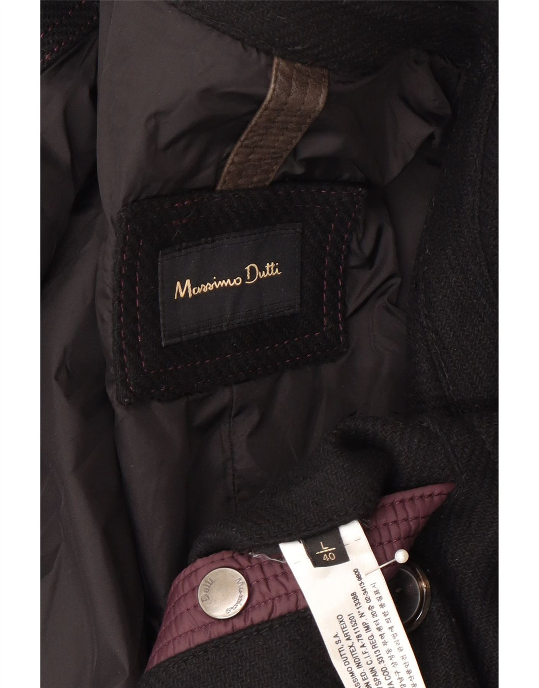 Płaszcz męski Massimo Dutti Pea Coat UK 40, duży, czarny nylon