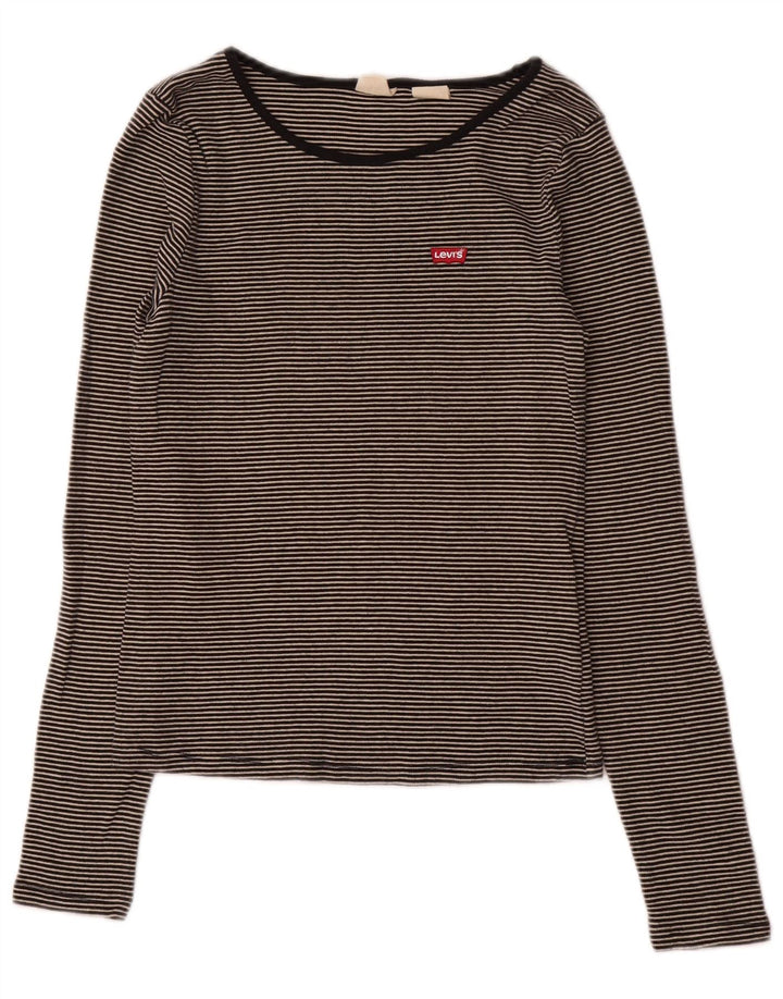 Damski top Levi's z długim rękawem, UK 12, średnioszary, bawełniany w prążki