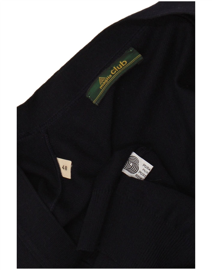 Męski sweter kardigan bez rękawów MAGLIA CLUB IT 48 Średni granatowy wełniany