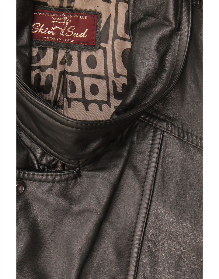 Vintage męska skórzana kurtka UK 42 XL czarna skóra
