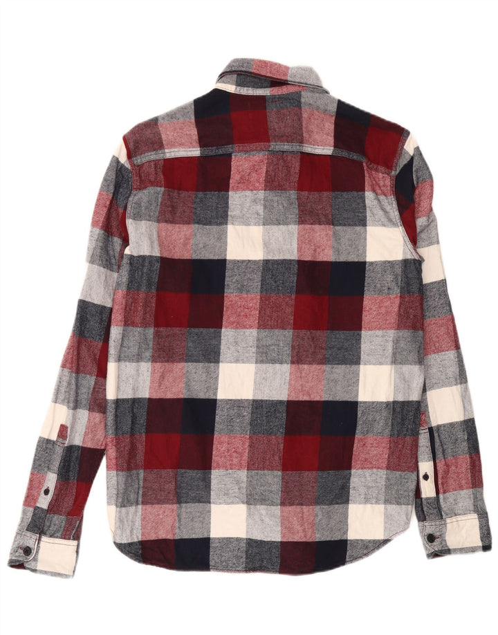 Męska koszula flanelowa Hollister, średnia, bordowa bawełna w kratkę