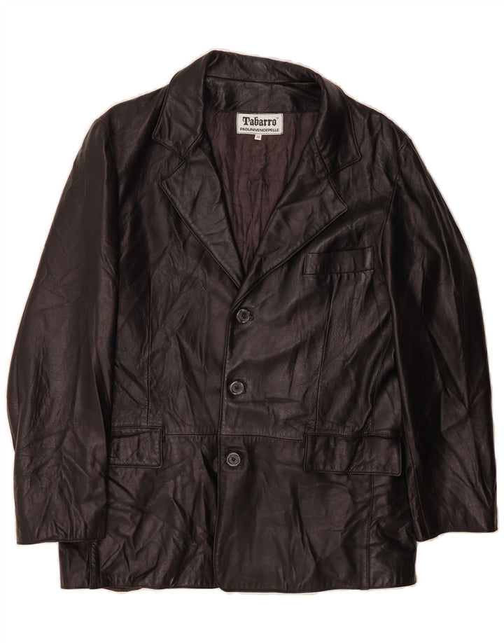 VINTAGE Mens Leather Jacket IT 48 Medium Black Leather Vintage Vintage and Second-Hand Vintage from Messina Hembry 