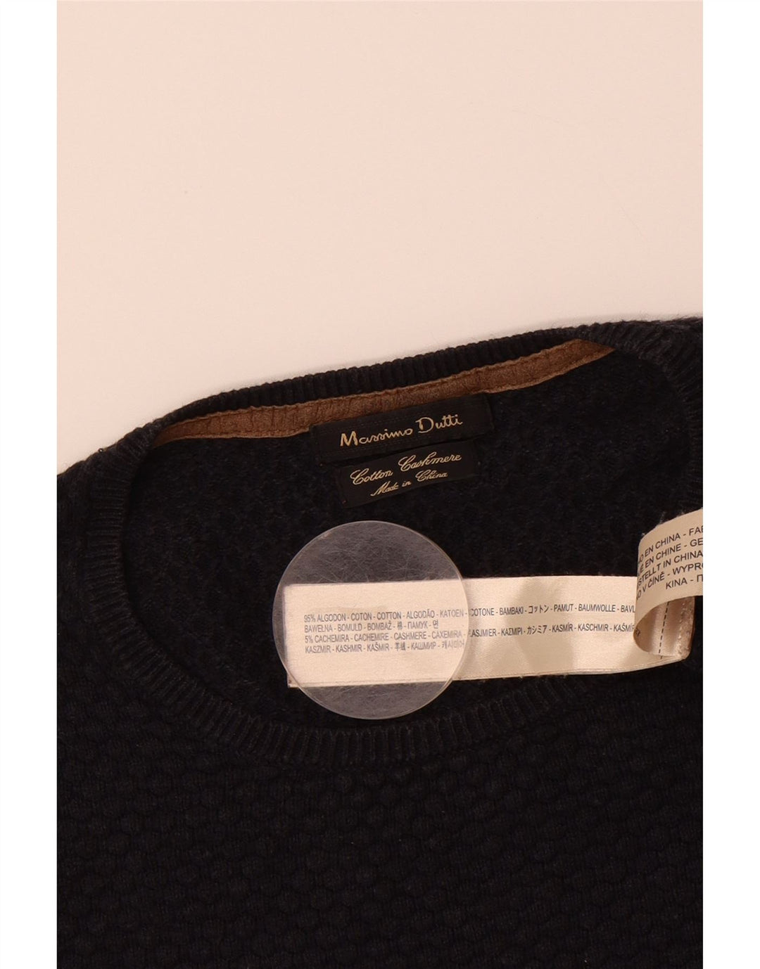 MASSIMO DUTTI Mens Crew Neck Jumper Sweater Small Navy Blue Cotton