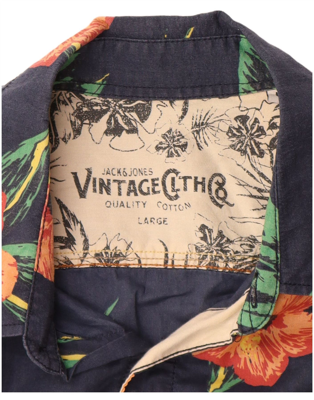 Męska koszula z krótkim rękawem JACK & JONES, duża, granatowa, bawełniana w kwiaty