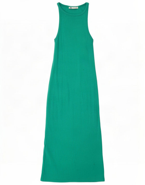 Damska sukienka maxi bez rękawów Zara UK 8 Small Green Cotton