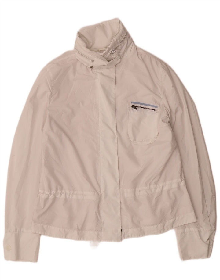 Damska kurtka wiatrówka Armani Jeans UK 8, mała, biała, poliestrowa