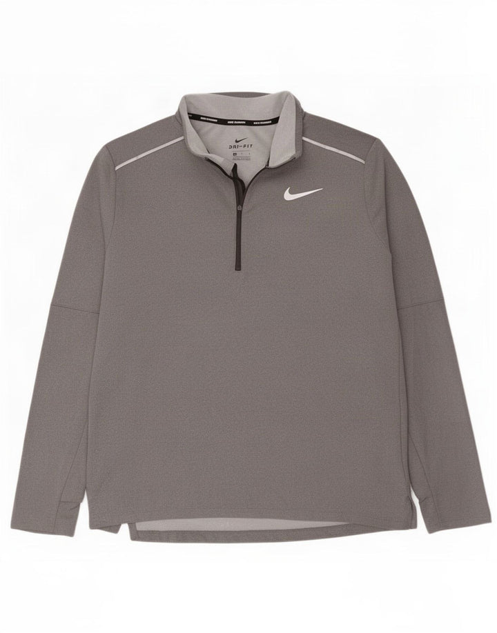 Męski dres Nike Dri Fit z zamkiem błyskawicznym i dużym szarym poliestrem