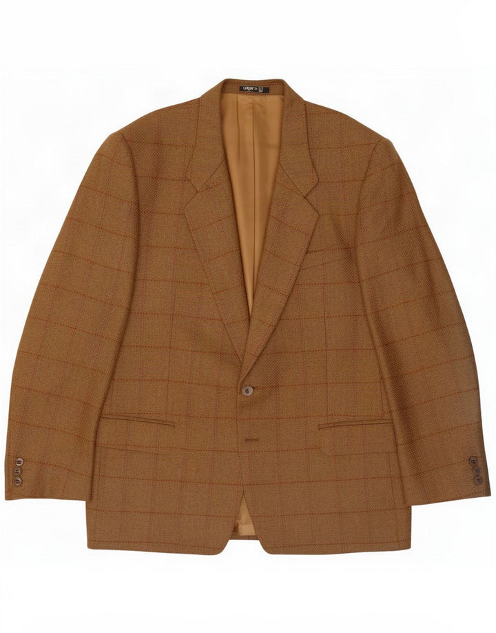 Ungaro Męska marynarka zapinana na 2 guziki IT 52 XL Khaki Check Virgin Wool