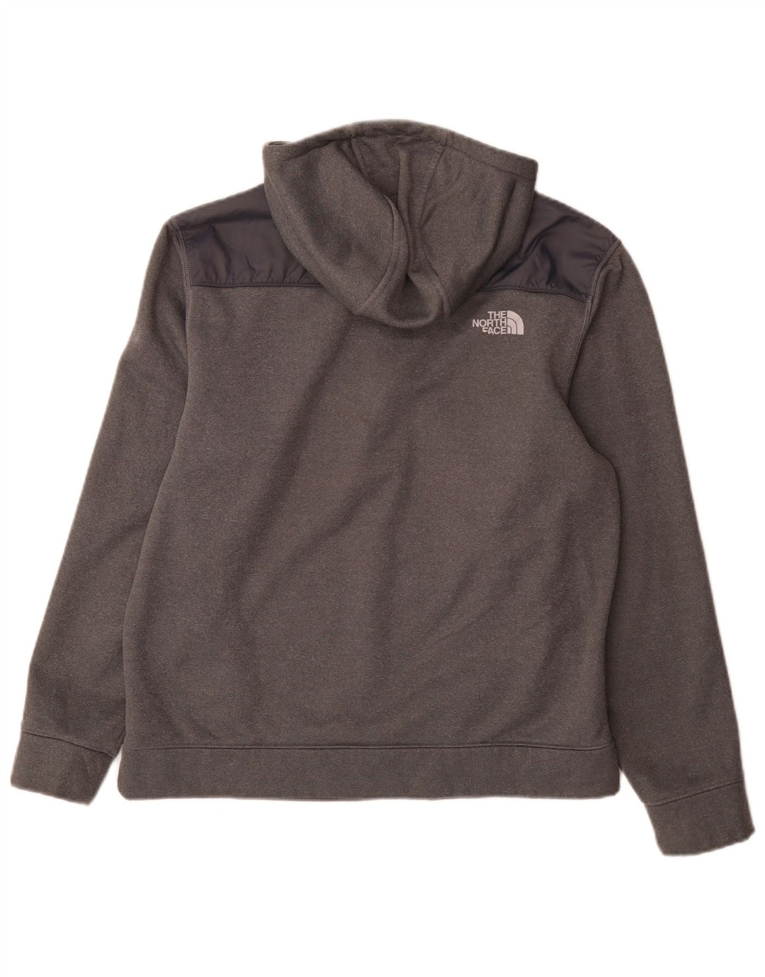Męski sweter z kapturem i zamkiem błyskawicznym The North Face, duży, szary, poliestrowy blok kolorów